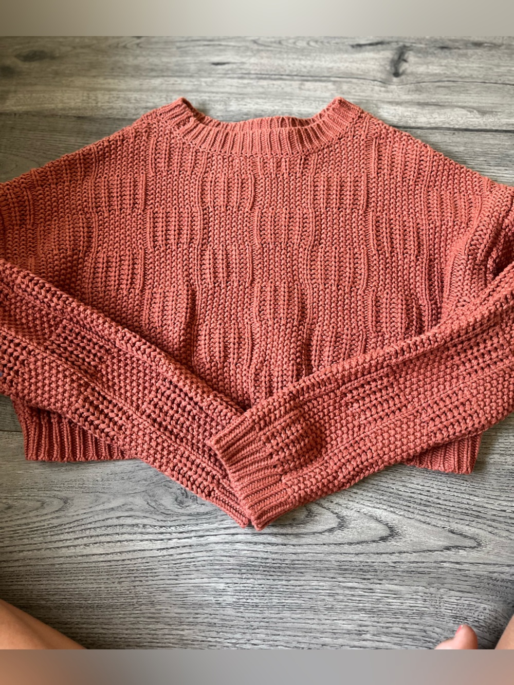Kids Cozy Cable Knit Sweater - Rust colored